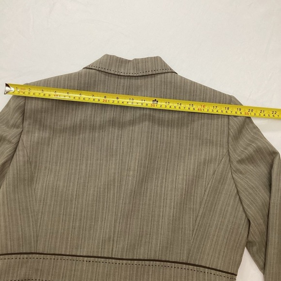 Antonio Melani Blazer Jacket Two Button Career Business Size 14 Tan Striped - Picture 8 of 8